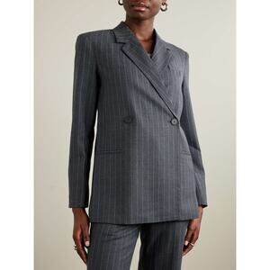 Anine Bing Kaia Wool-Blend Pinstripe Blazer NWT size XL